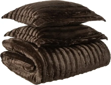 Belen Kox Luxurious Chocolate Faux Fur Comforter Mini Set, Belen Kox