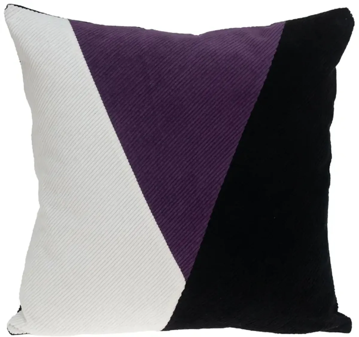 20" Purple and Black Color Block Square Throw Pillow
