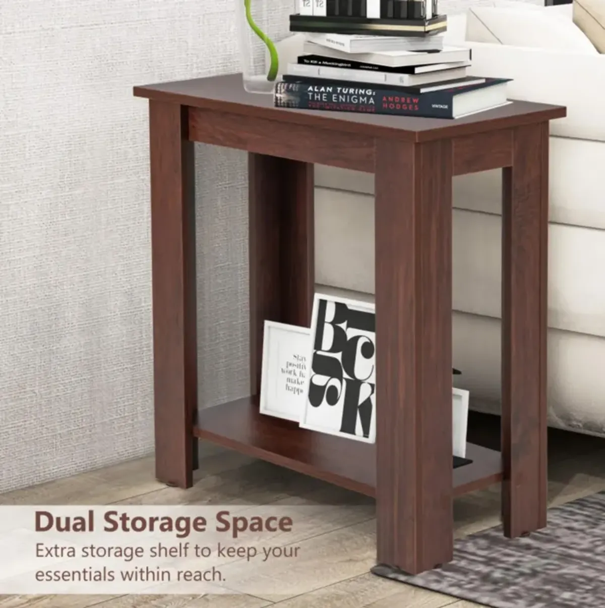 Hivvago 2-Tier Modern Compact End Table with Storage Shelf