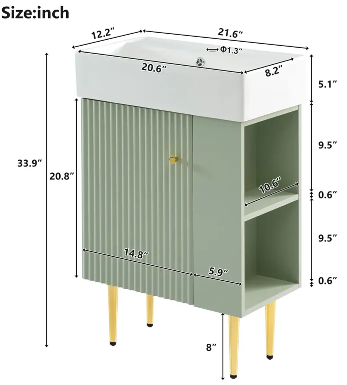 Merax Bathroom Vanity Cabinet with Right Side Storage