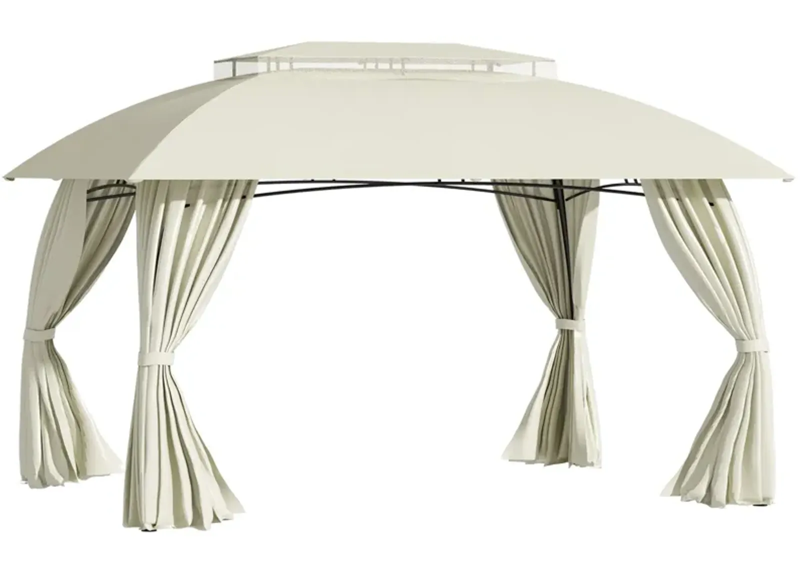 Beige Garden Structure: 13x10 Patio Gazebo with Double Vented Roof