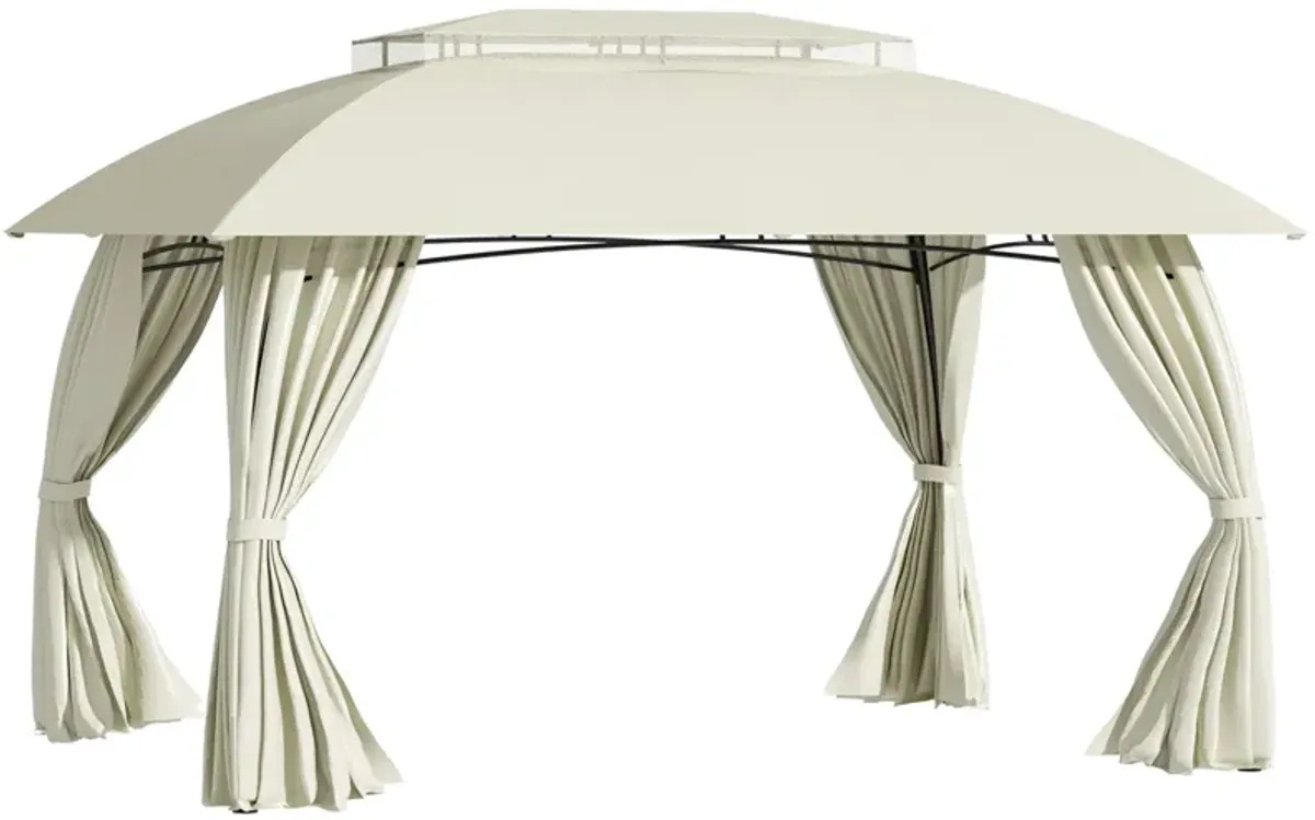 Beige Garden Structure: 13x10 Patio Gazebo with Double Vented Roof