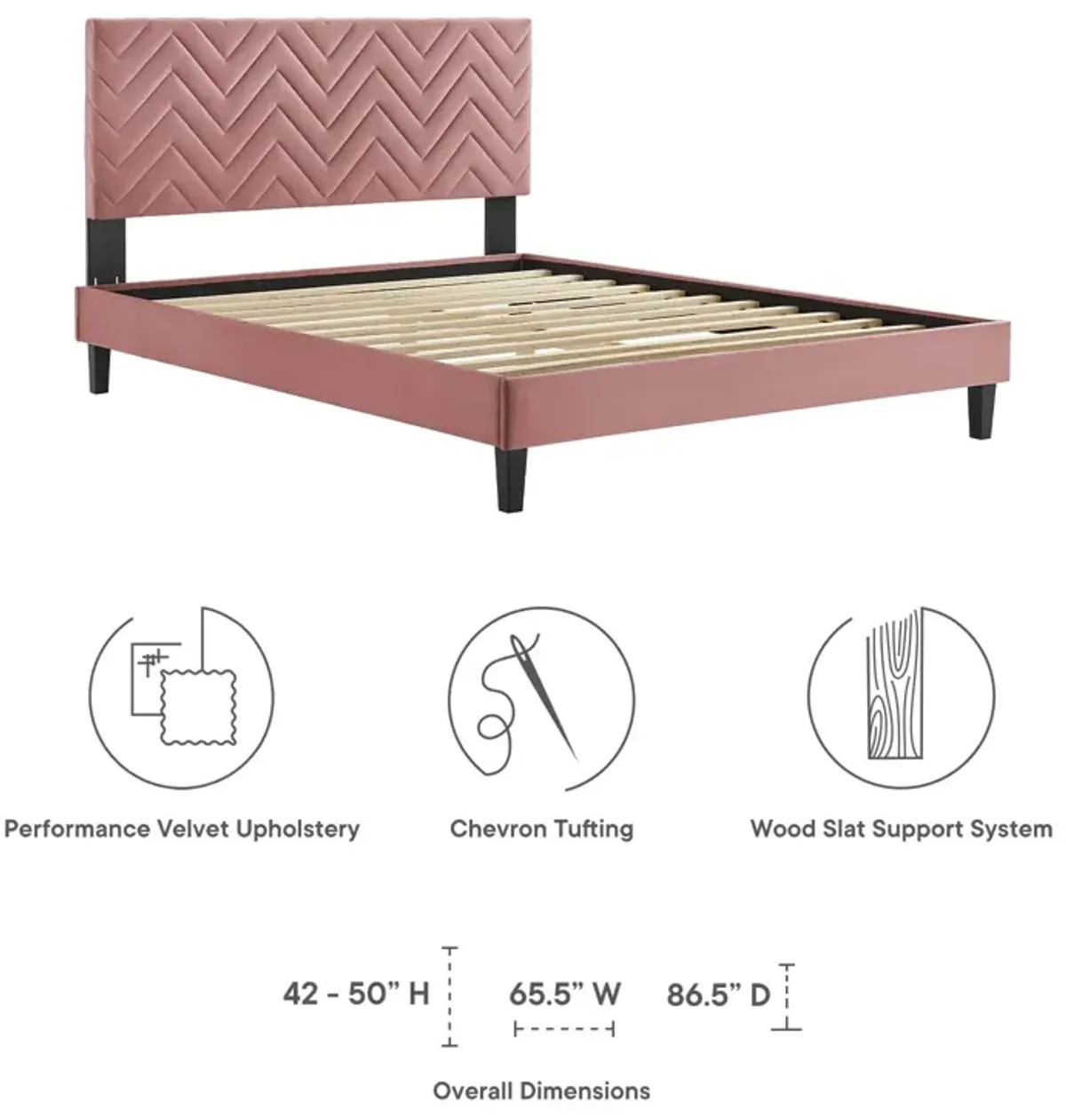 Modway - Leah Chevron Tufted Performance Velvet King Platform Bed