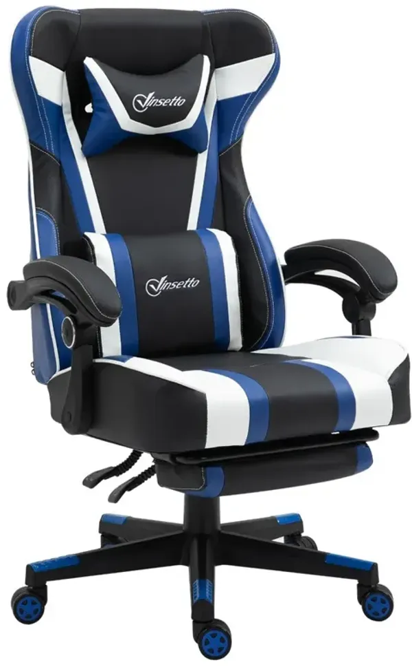 Black Racing Gaming Chair: PVC Leather, 360° Swivel, Reclining, Massage, Footrest