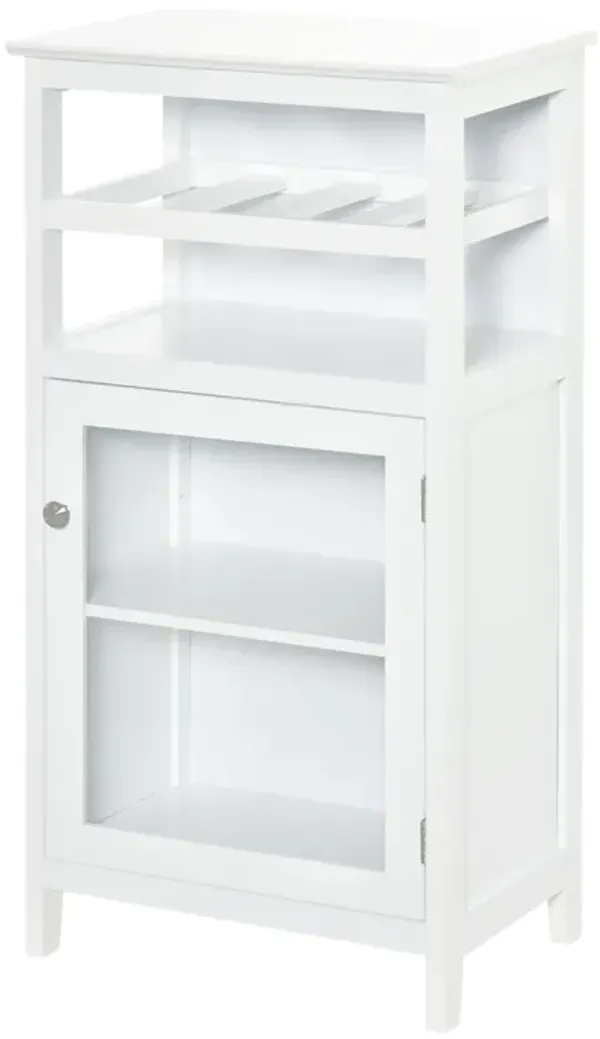 White Wine Cabinet: Bar Storage with 4-Bottle Rack and Acrylic Door