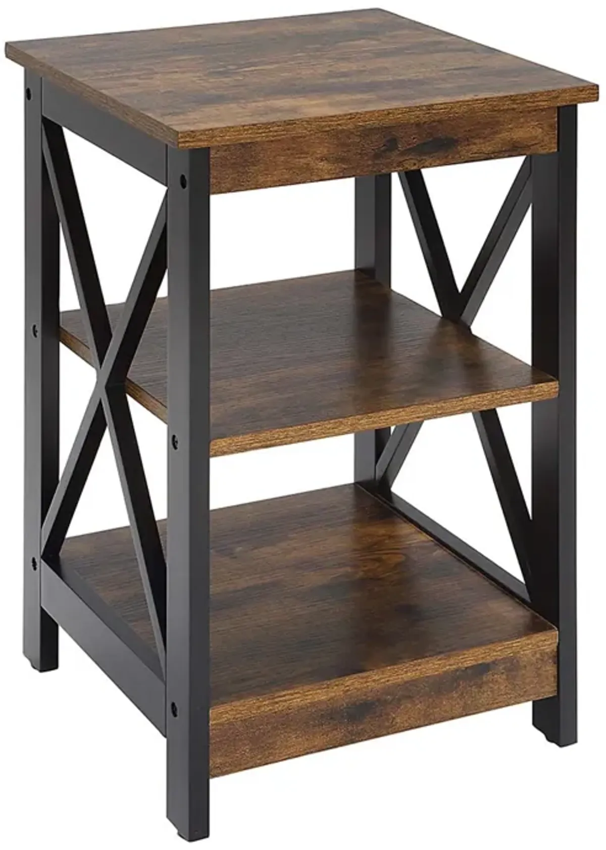 Convenience Concepts Oxford End Table with Shelves, Barnwood/Black