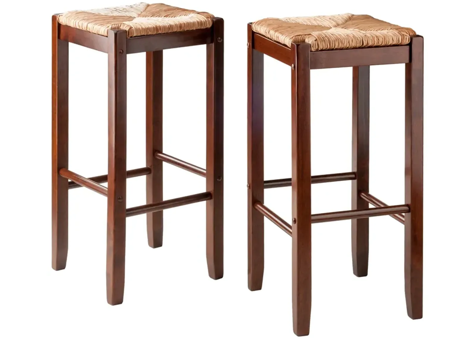 Winsome Bar Stools Rush Seat Kaden Set, Walnut, 29", 2 Piece