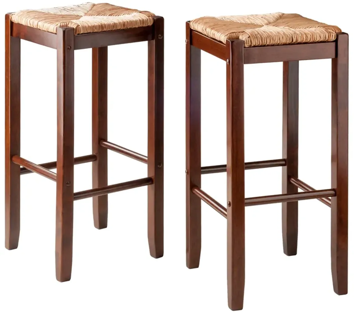 Winsome Bar Stools Rush Seat Kaden Set, Walnut, 29", 2 Piece