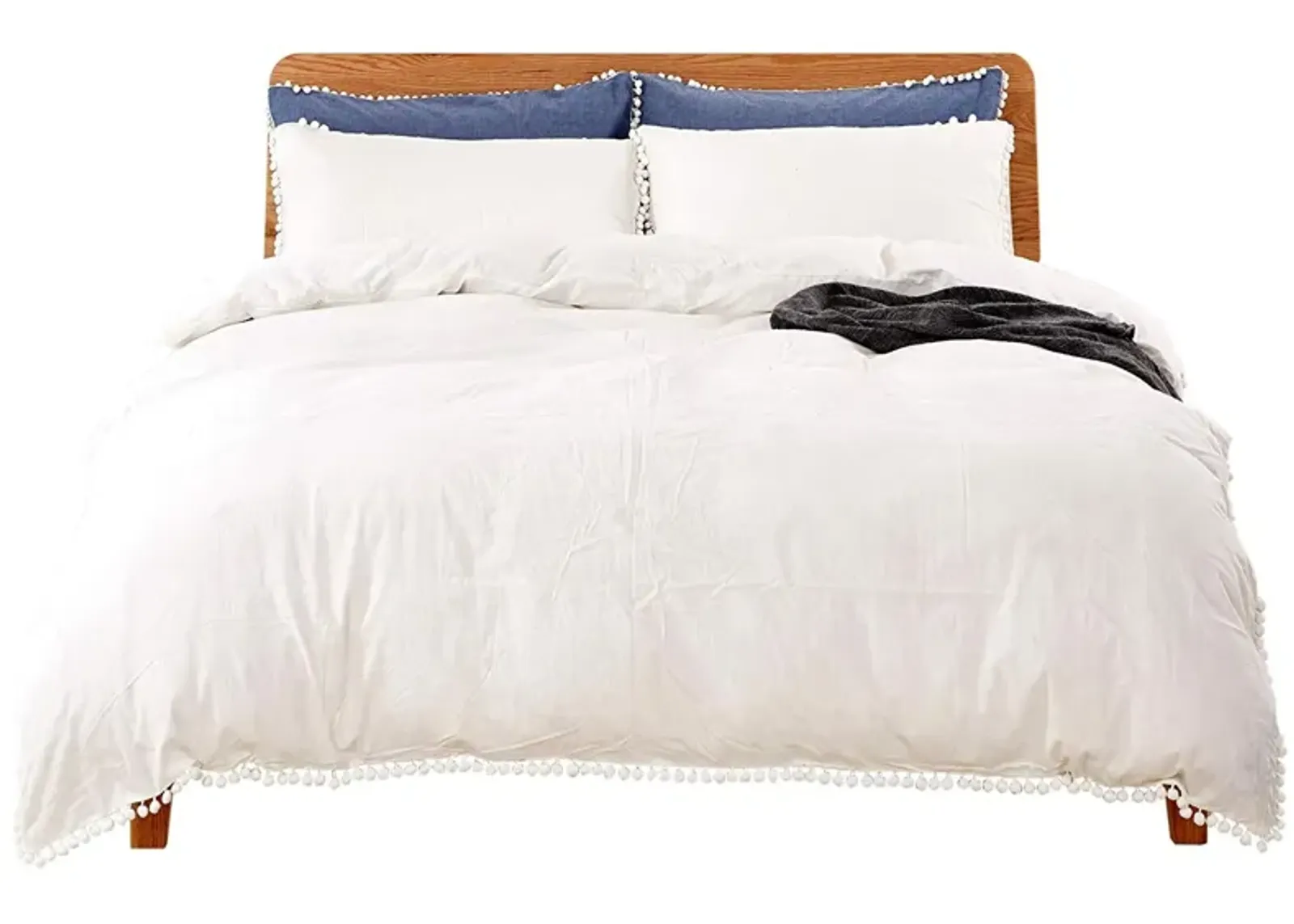 MarCielo 3 Piece Cotton Duvet Cover Set Pompom