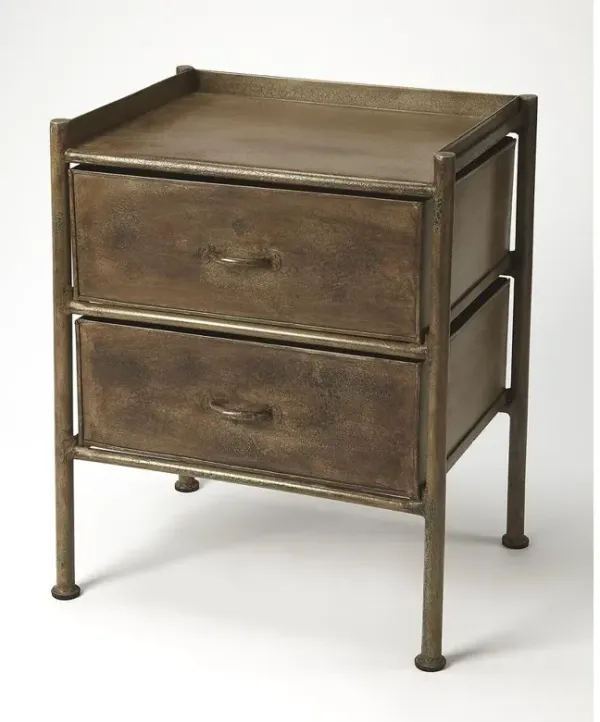 Industrial Bronze 2-Drawer Side Table, Belen Kox