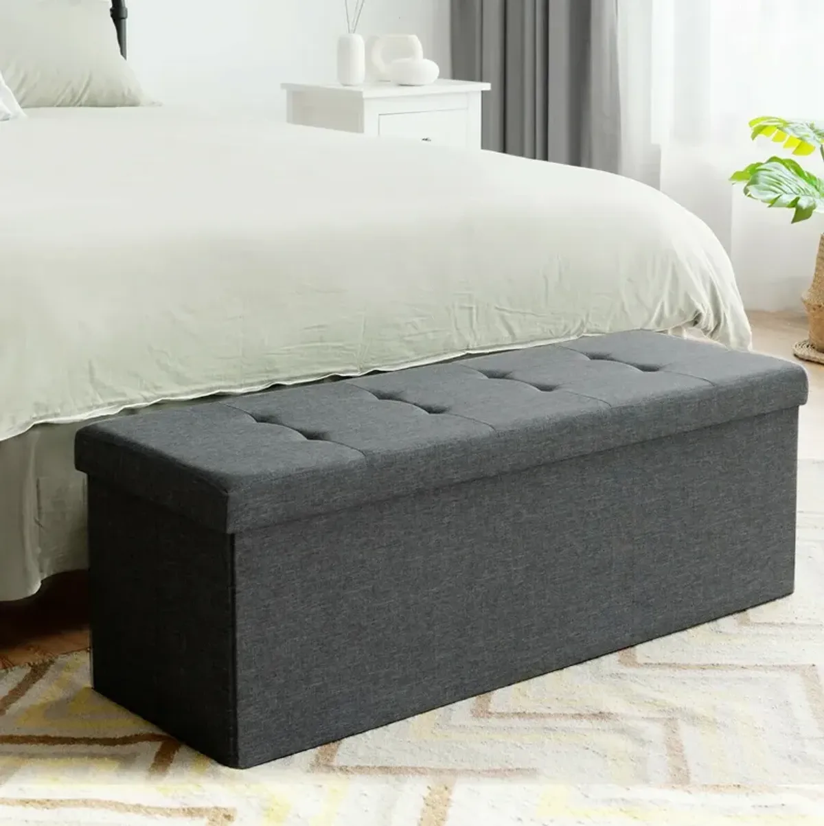 Fabric Folding Storage with Divider Bed End Bench