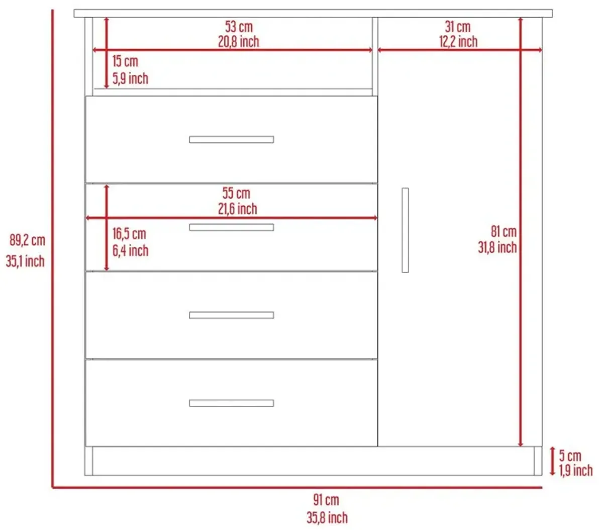 FM FURNITURE LLC Carolina 4 Drawer Dresser