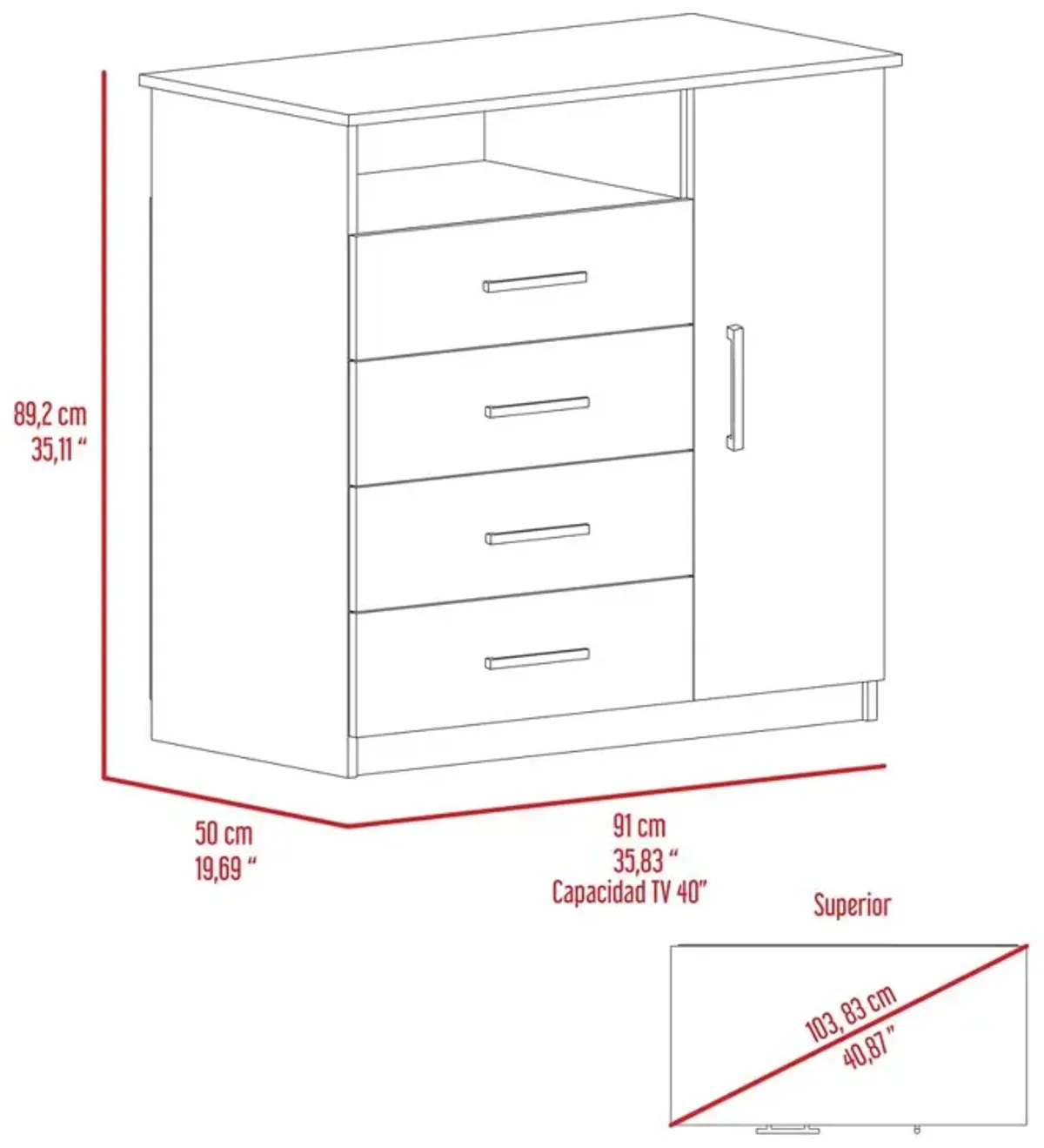 FM FURNITURE LLC Carolina 4 Drawer Dresser