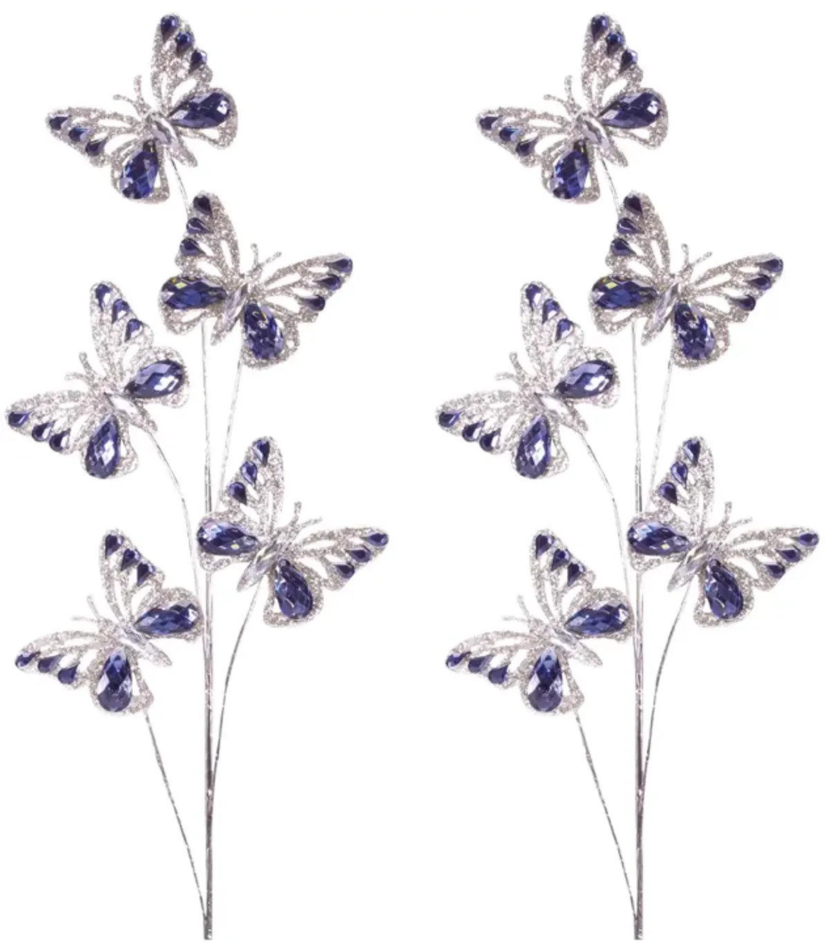 Set of 2 Decorative Butterfly Sprays with Sparkling Details for Festive Styling