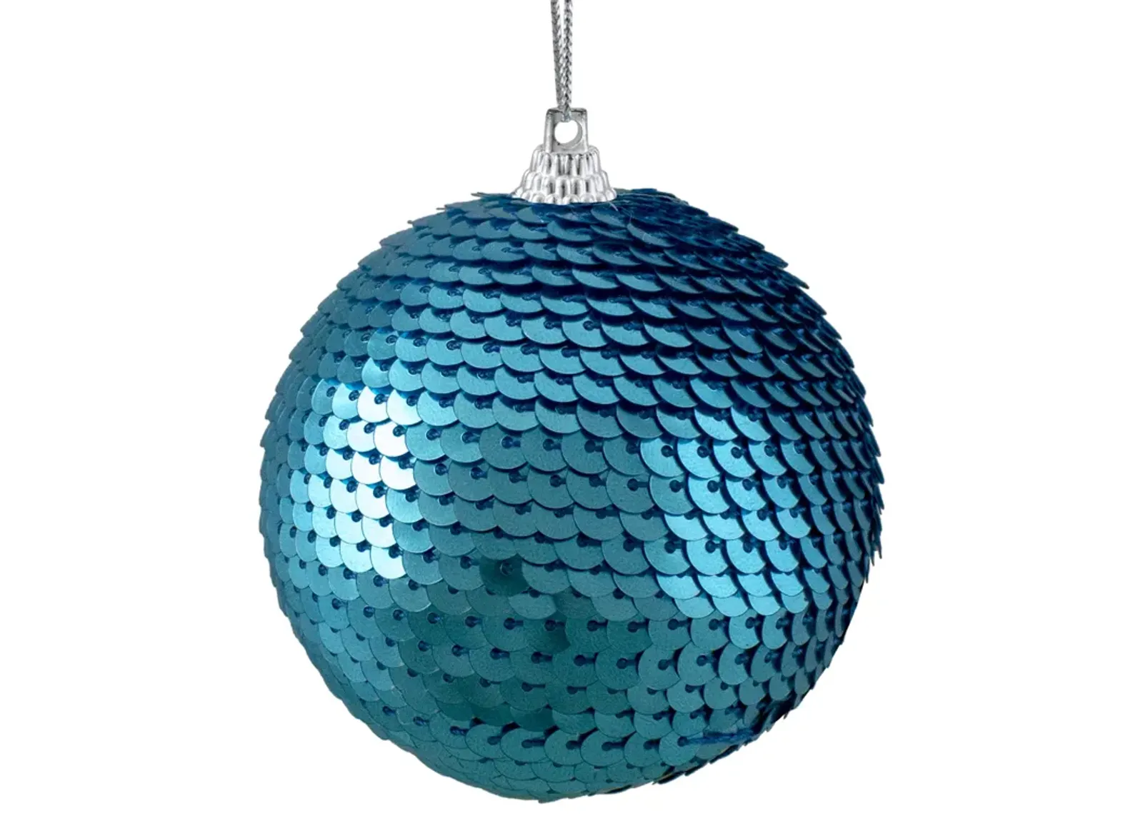 Turquoise Blue Sequin Shatterproof Ball Christmas Ornament 3"