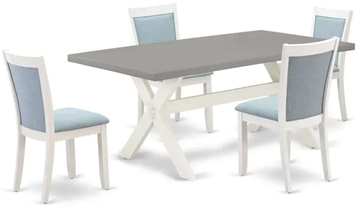 East West Furniture X097MZ015-5 5Pc Kitchen Set - Rectangular Table and 4 Parson Chairs - Multi-Color Color