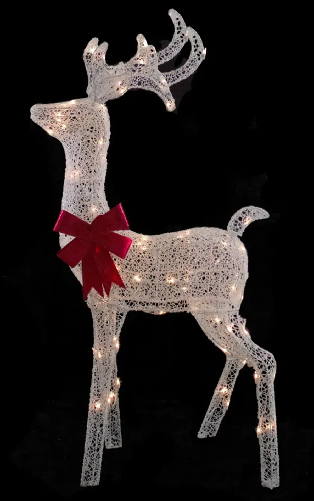 52" Lighted White Mesh Standing Buck Outdoor Christmas Decoration - Clear Lights