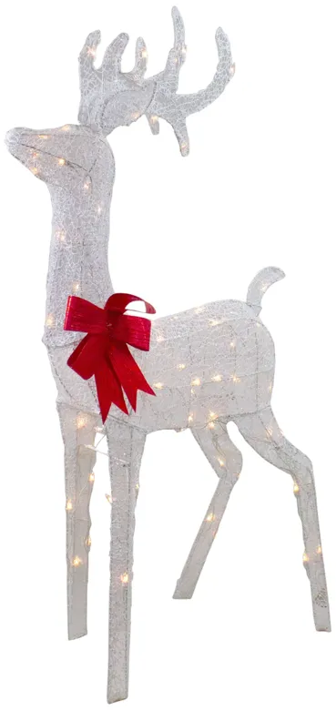 52" Lighted White Mesh Standing Buck Outdoor Christmas Decoration - Clear Lights