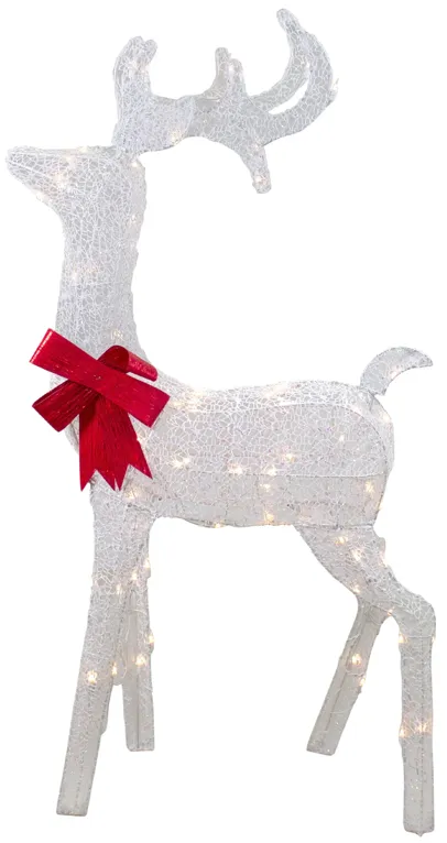 52" Lighted White Mesh Standing Buck Outdoor Christmas Decoration - Clear Lights