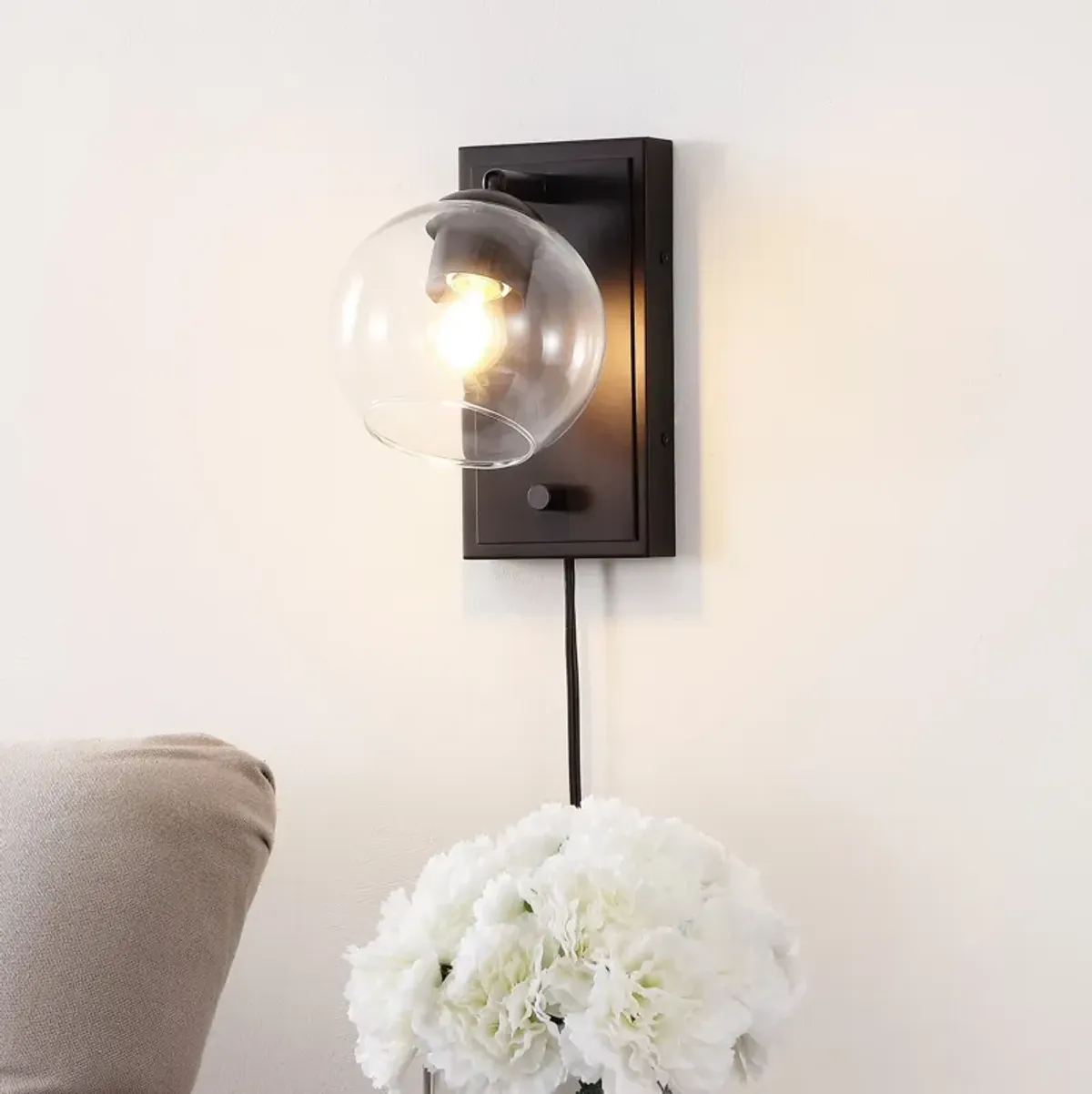 Hugo Minimalist Modern Plug In Or Hardwired Adjustable Iron LED Wall Sconce with Rotary Dimmer