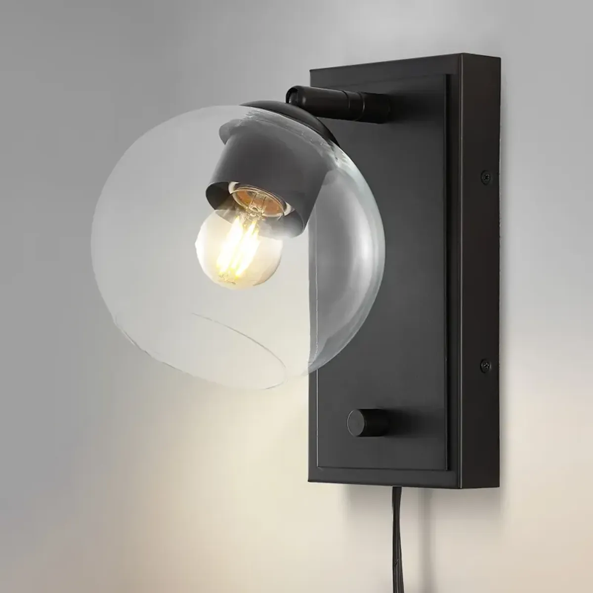 Hugo Minimalist Modern Plug In Or Hardwired Adjustable Iron LED Wall Sconce with Rotary Dimmer