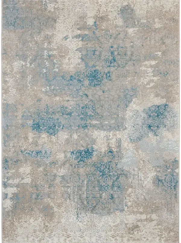 Karma KRM07 Ivory/Light Blue 3'9" x 5'9" Rug