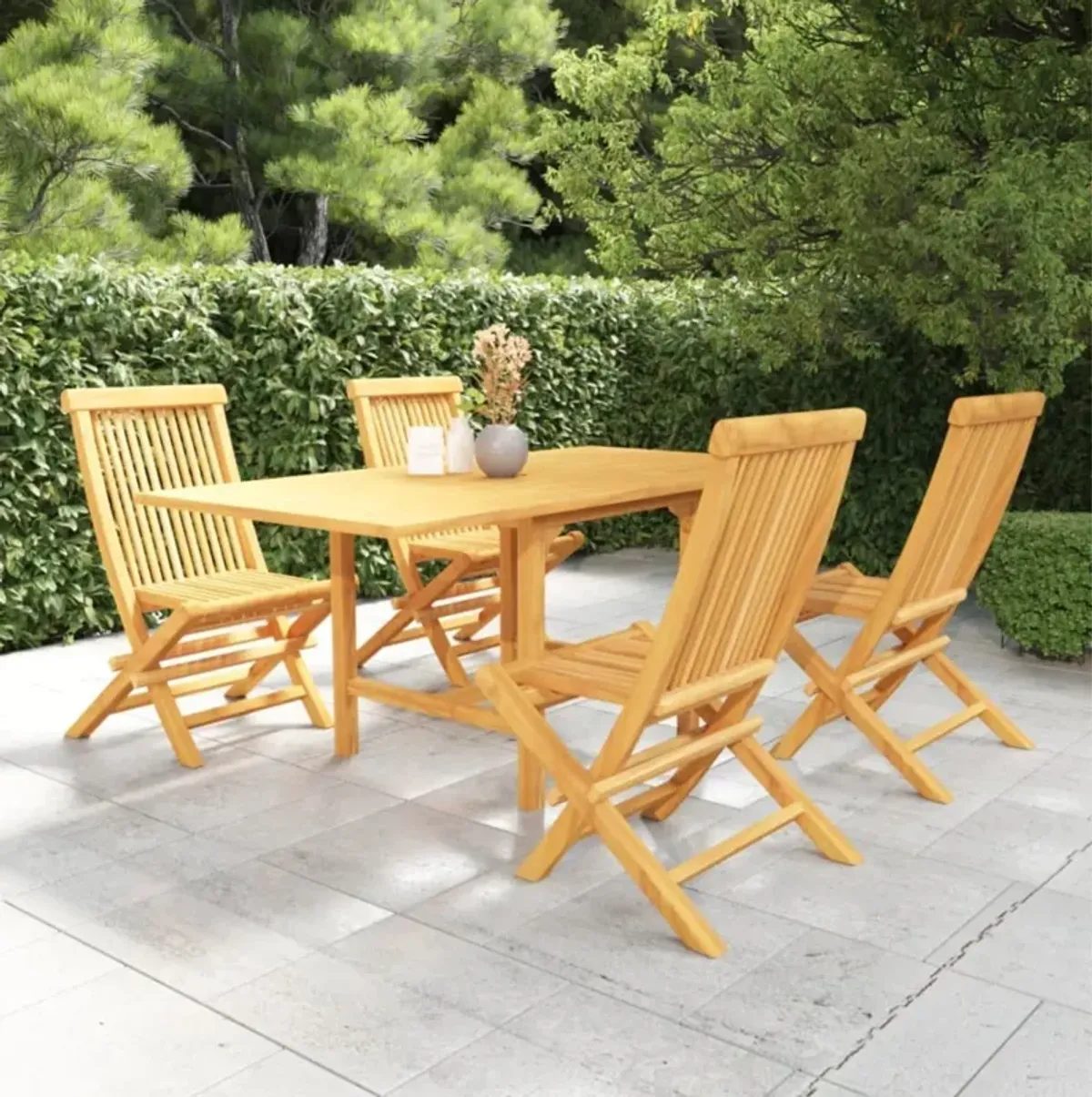 vidaXL 5 Piece Garden Dining Set Solid Teak Wood