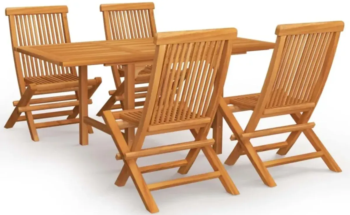 vidaXL 5 Piece Garden Dining Set Solid Teak Wood