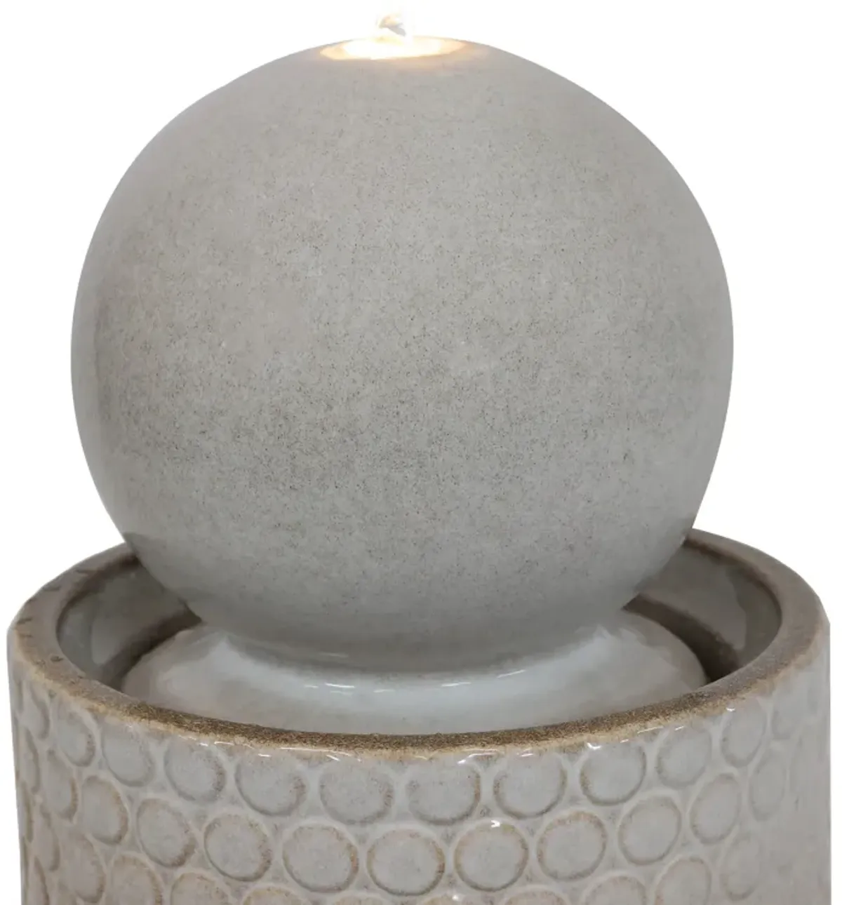 Sunnydaze Modern Orb on Circle Ceramic Fountain with LED Lights - 23.5 in