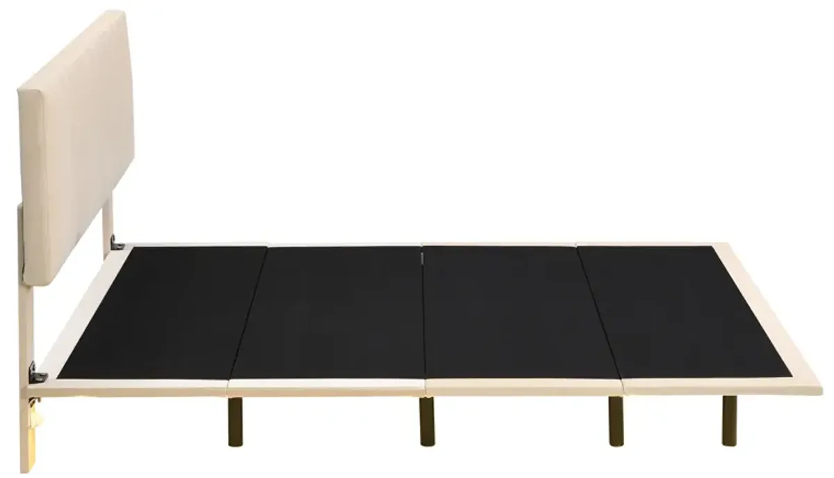 Merax Modern Velvet  Platform Bed with Sensor Light