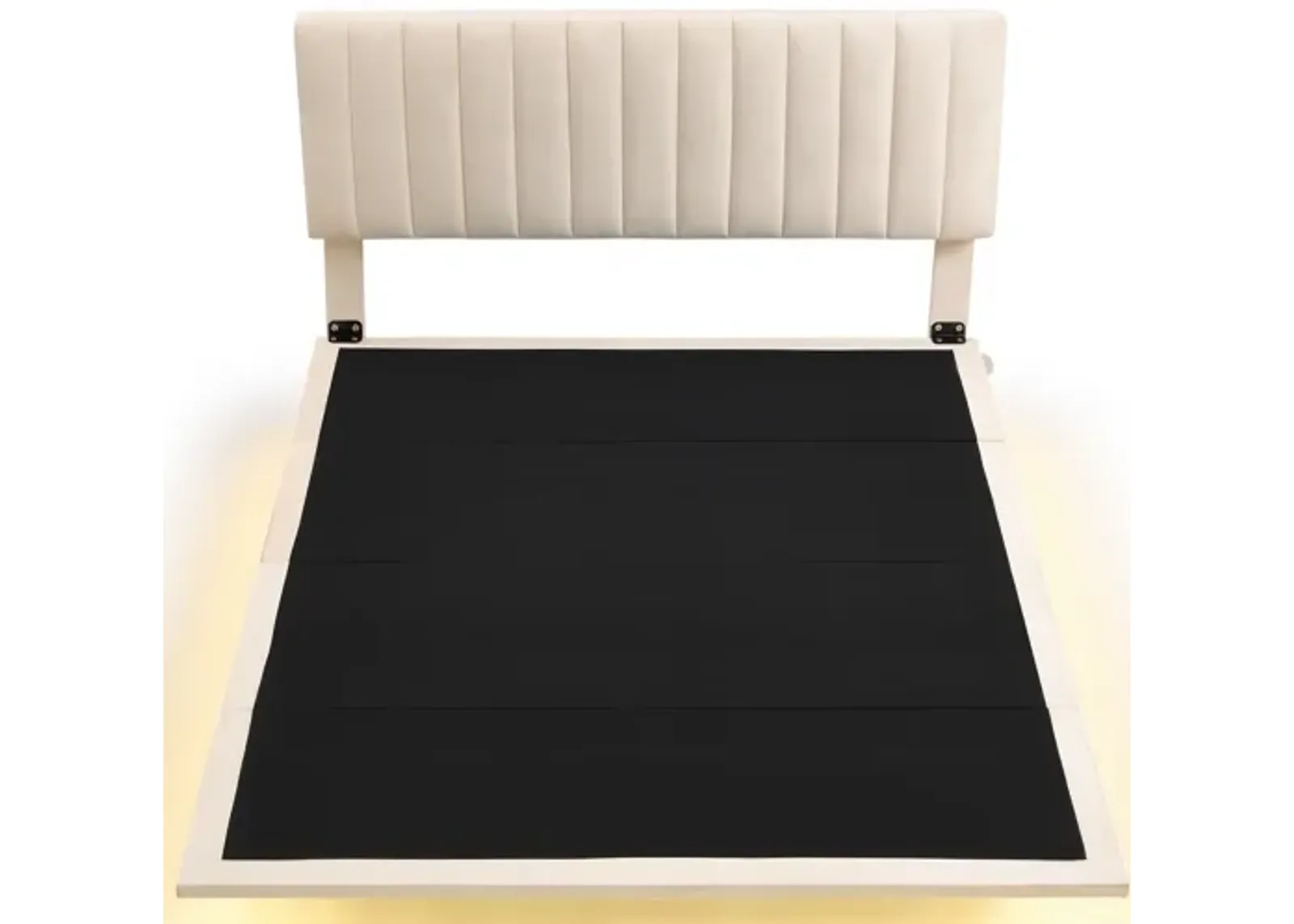 Merax Modern Velvet  Platform Bed with Sensor Light