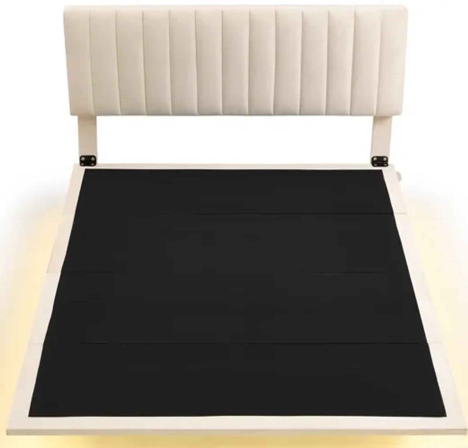 Merax Modern Velvet  Platform Bed with Sensor Light