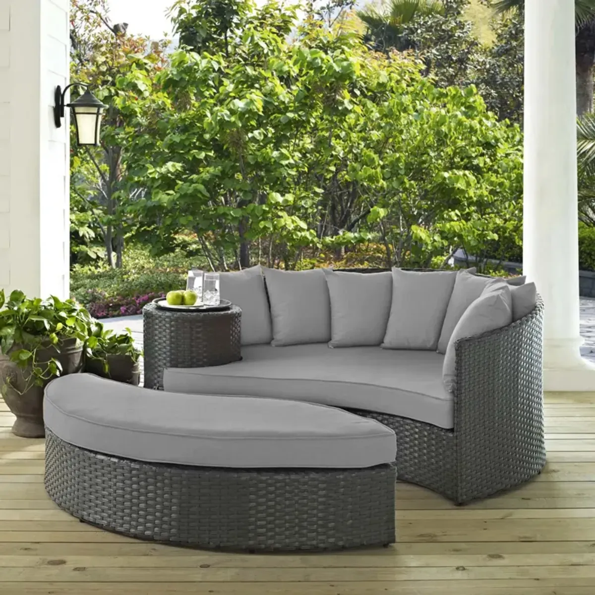 Sojourn Outdoor Patio Furniture Collection - Sectional Sofa Daybed with Sunbrella Cushions, Synthetic Rattan Weave, UV Protection, and Aluminum Frame