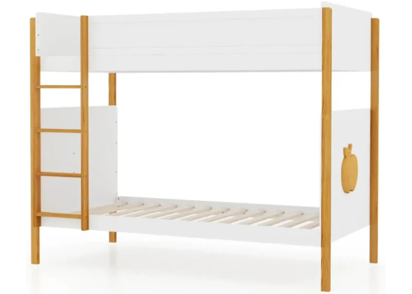 Hivvago Twin Over Twin Bunk Bed with Integrated Ladder and Safety Guardrails-Twin Size