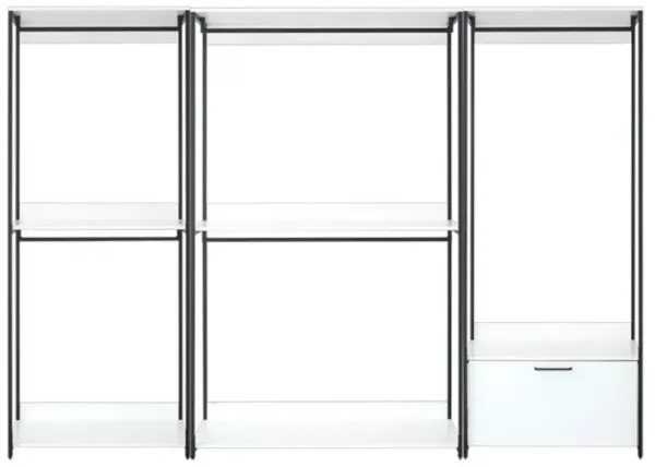 FC Design Klair Living White Freestanding Walk in Wood Closet System with Metal Frame