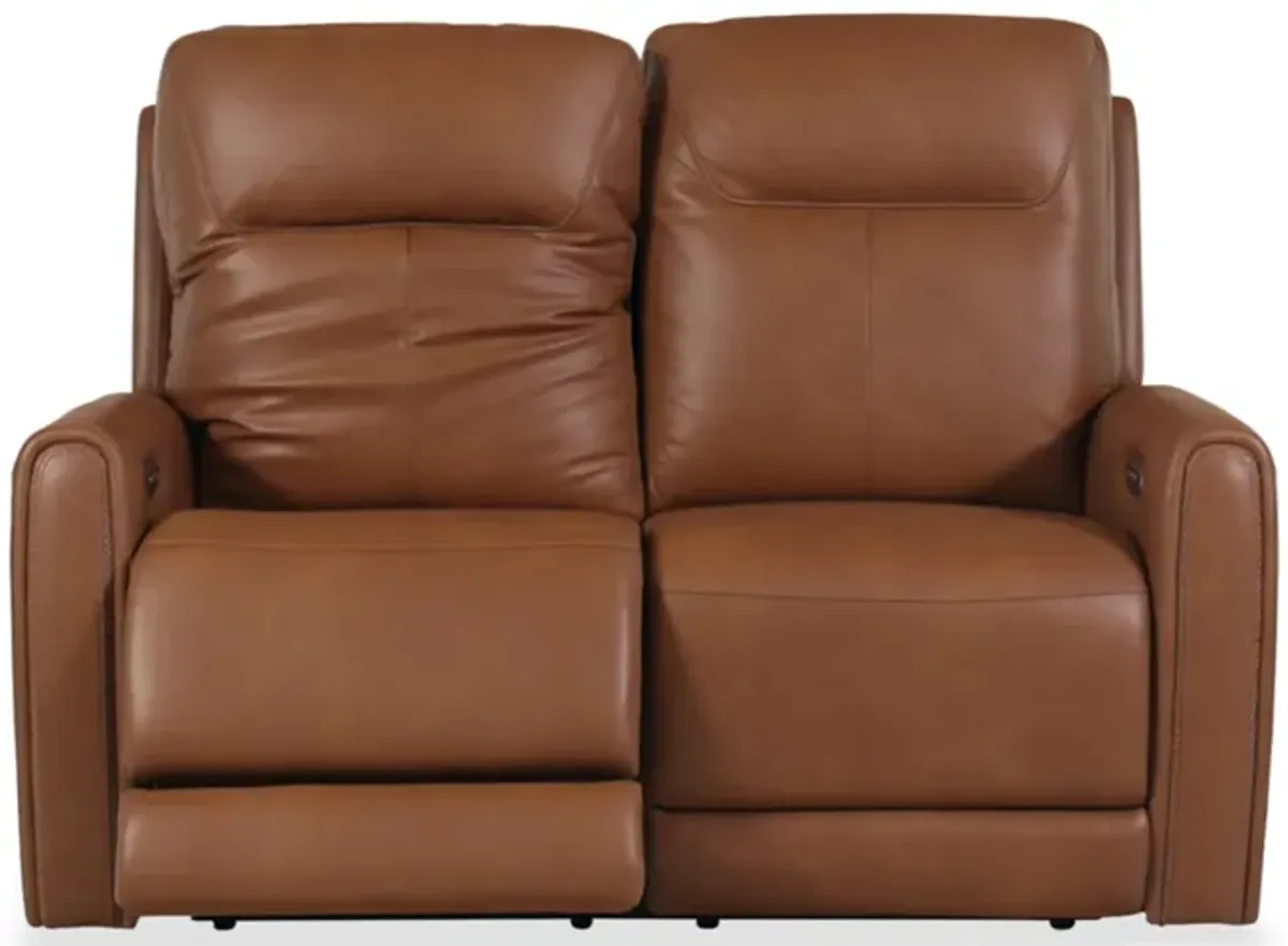 Tryanny Triple Power Leather Reclining Loveseat