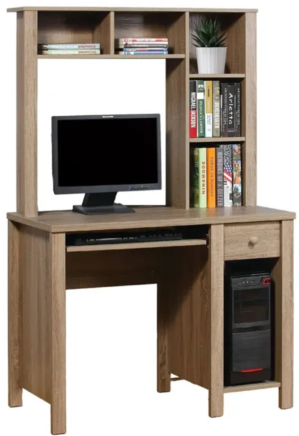 Akol Computer Desk with Hutch, Keyboard Drawer,  63 Inch, Dark Taupe