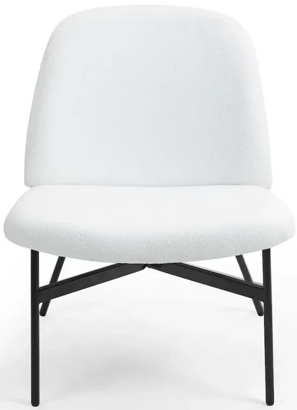 Glamour Home Belhonor White Fabric Accent Chair with Black Metal Legs