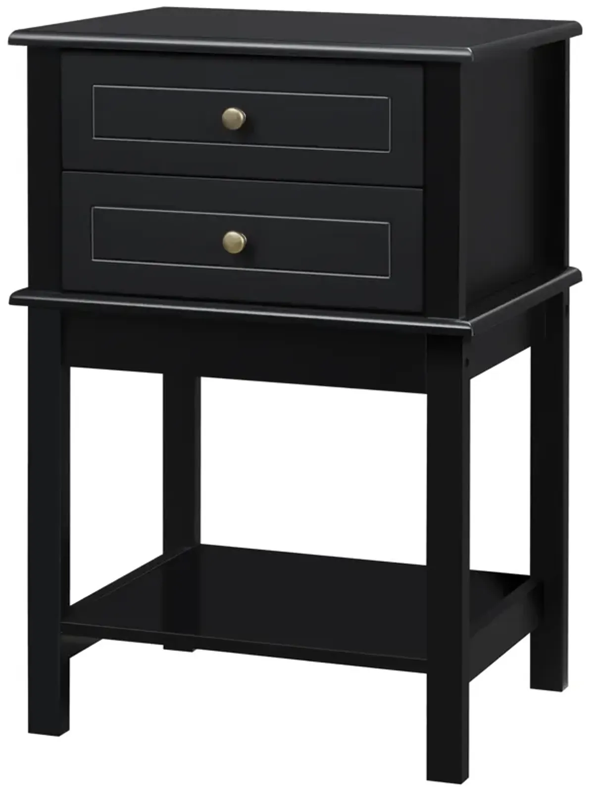 HOMCOM Side Table with 2 Storage Drawers, Modern End Table with Bottom Shelf for Living Room, Home Office, Black