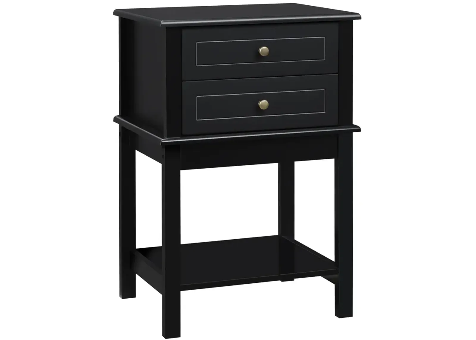 HOMCOM Side Table with 2 Storage Drawers, Modern End Table with Bottom Shelf for Living Room, Home Office, Black