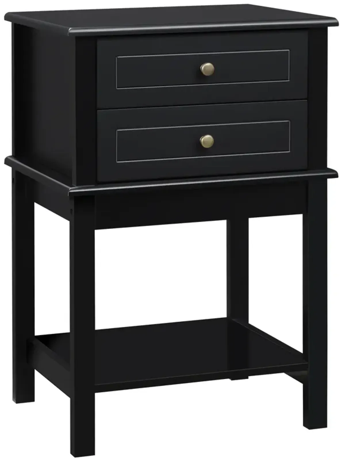 HOMCOM Side Table with 2 Storage Drawers, Modern End Table with Bottom Shelf for Living Room, Home Office, Black