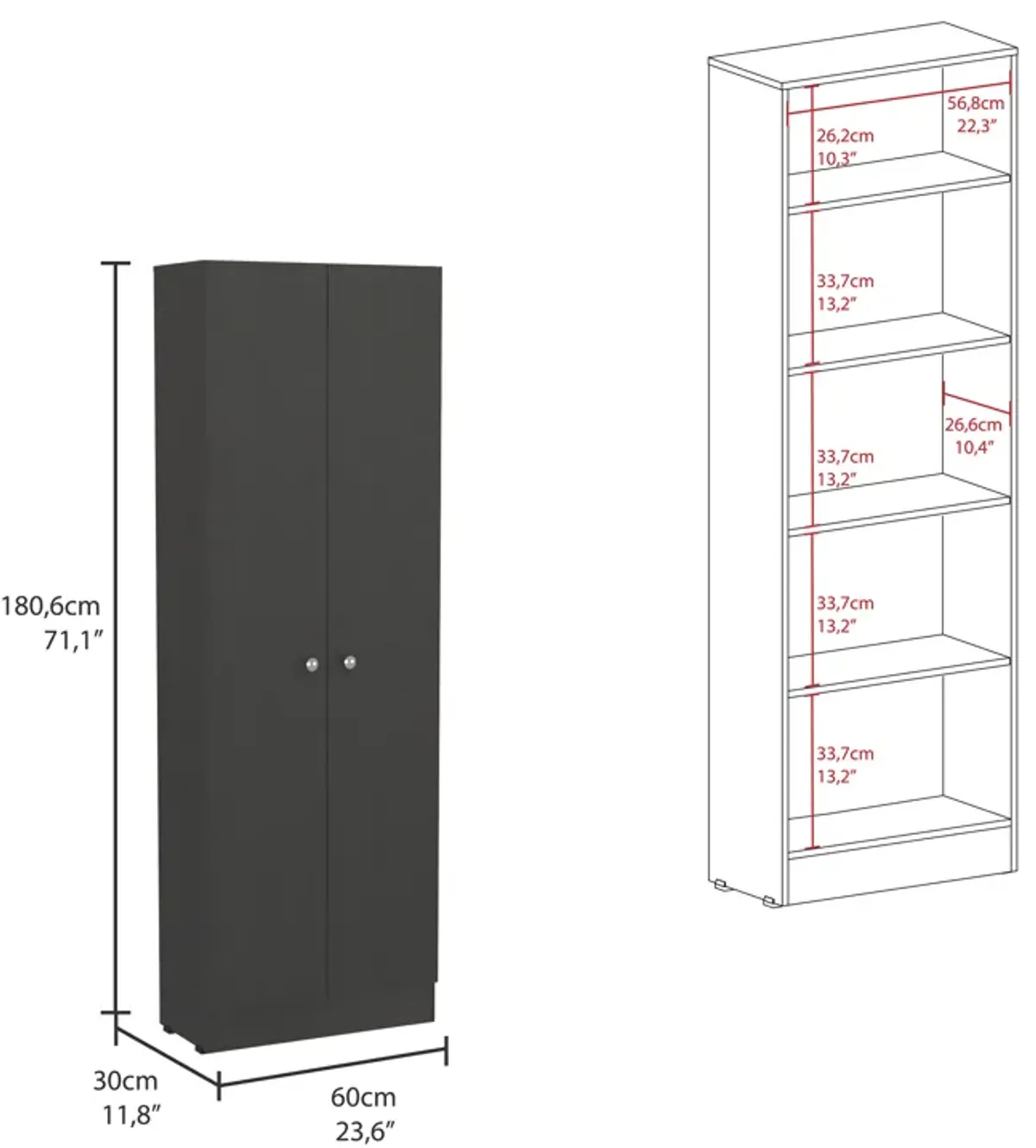 Storage Cabinet Pipestone, Kitchen, Black