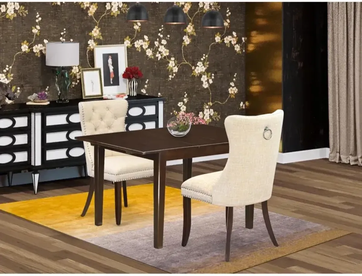 3 Piece Kitchen Table Set Contains a Rectangle Dining Table with Butterfly Leaf