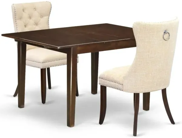 3 Piece Kitchen Table Set Contains a Rectangle Dining Table with Butterfly Leaf