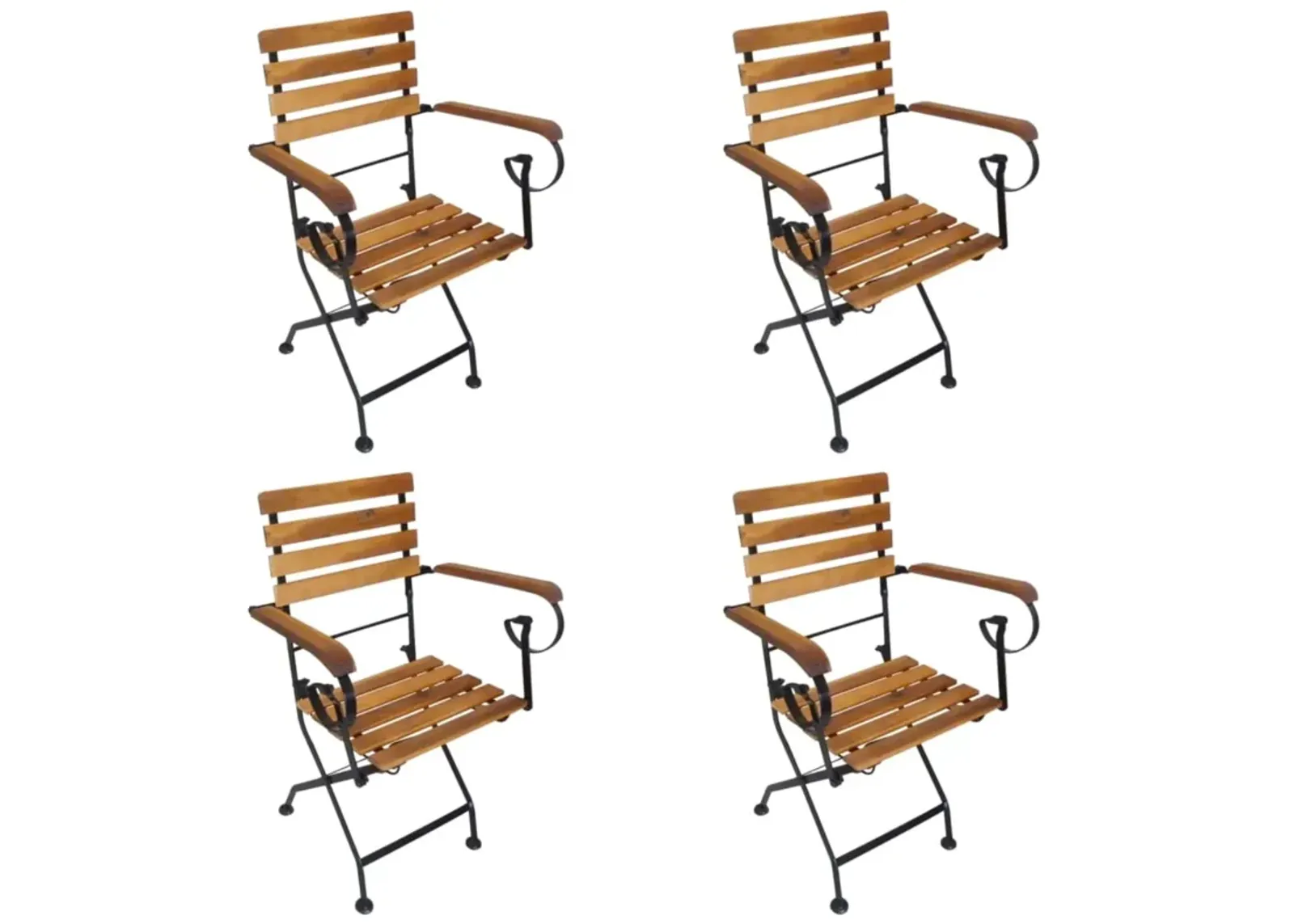 vidaXL Folding Patio Chairs 4 pcs Steel and Solid Wood Acacia