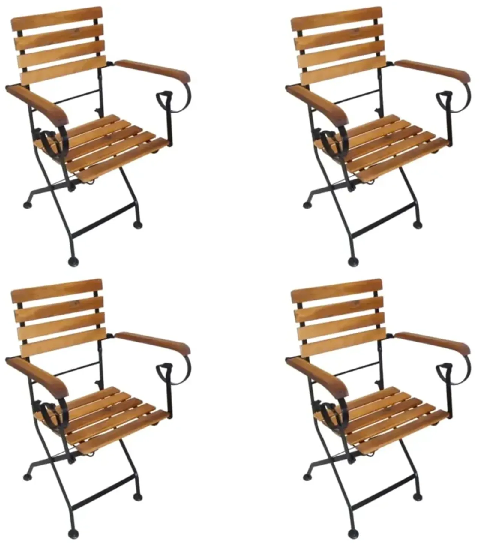 vidaXL Folding Patio Chairs 4 pcs Steel and Solid Wood Acacia