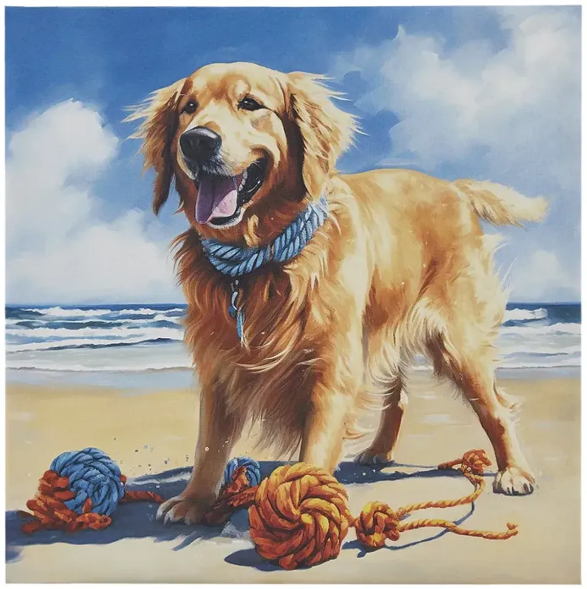 Gracie Mills Betty Beach Day Dog Canvas Wall Art