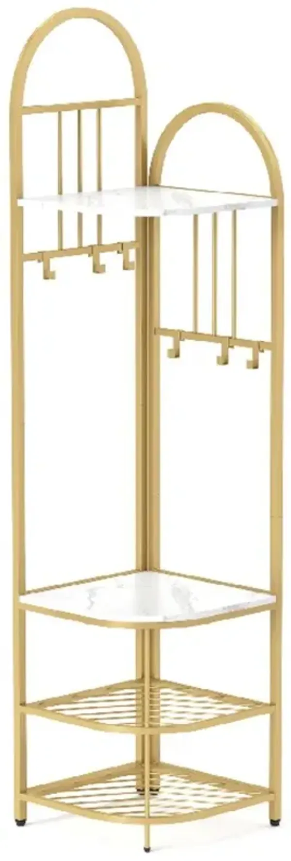 Hivvago 4-Tier Coat Rack Corner Hall Tree with Shoe Storage Bench