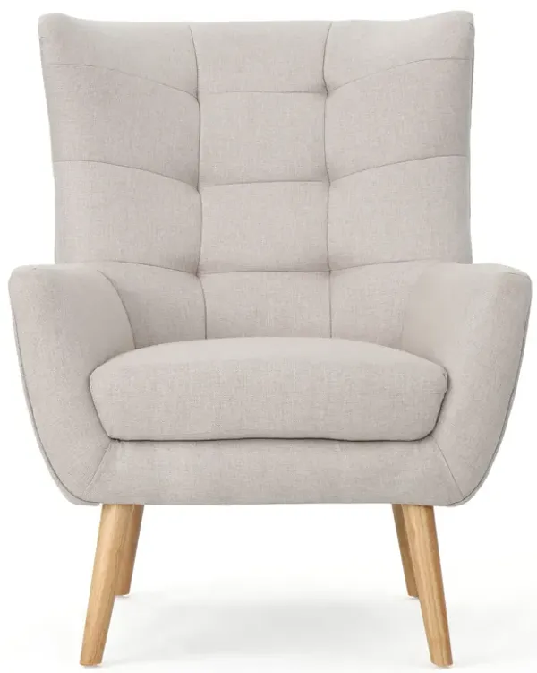 Streamdale Mid-Century Modern Tufted Club Chair with Rubberwood Legs