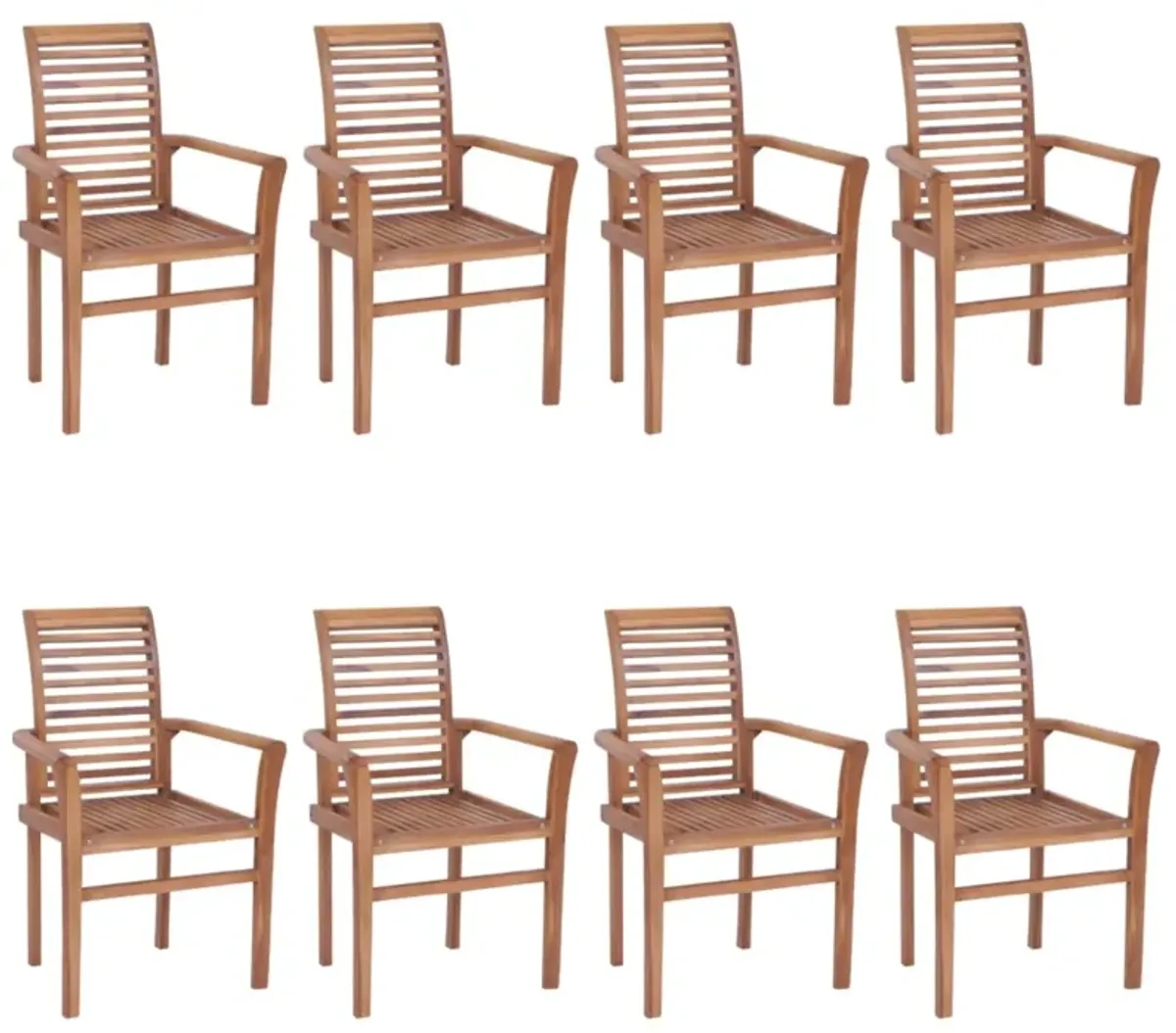 vidaXL Dining Chairs 8 pcs with Bright Green Cushions Solid Teak Wood